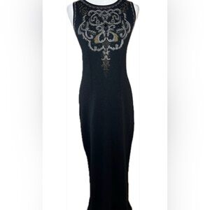 Vintage Carol Little Black Beaded Sweater Dress – Size Large